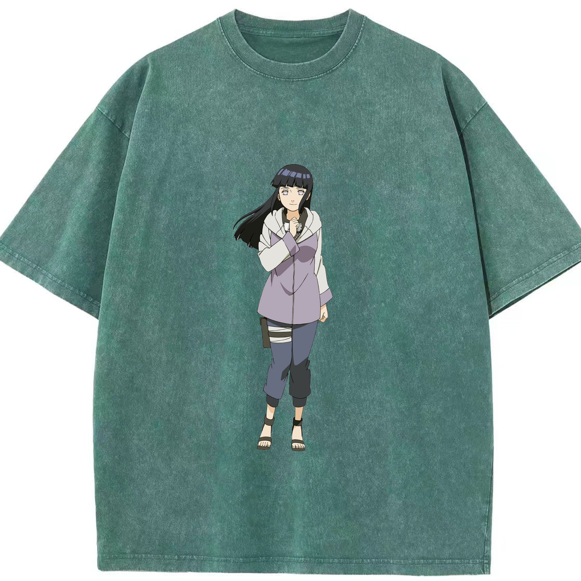 （画像用） NARUTO -ナルト- 日向ヒナタ Hyūga Hinata 綿100% ヴィンテージ風 半袖Tシャツ（フロントプリント）
